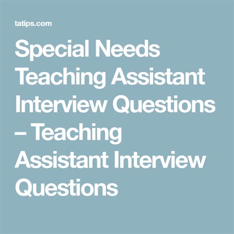 interview questions for teaching assistant special needs