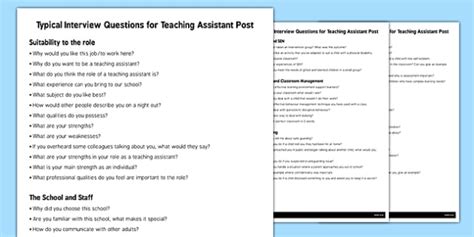 interview questions for teaching assistant uk
