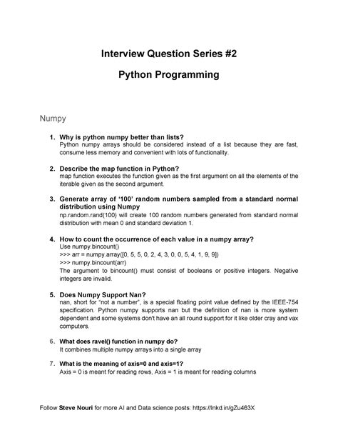 interview questions on numpy in python
