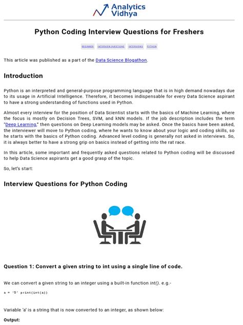 interview questions on python for freshers