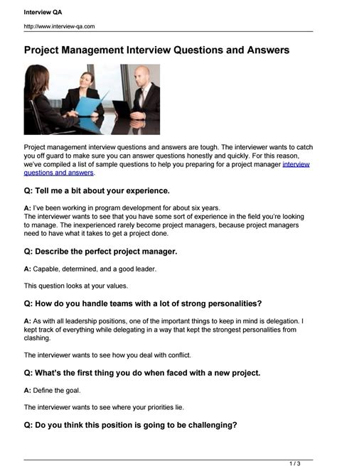 interview questions to prepare for project manager