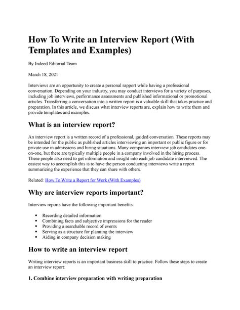 interview report writing example