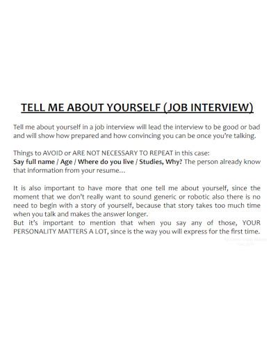 interview tips for tell me about yourself sample