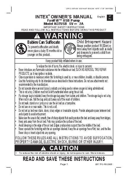 Intex Mattress Instructions