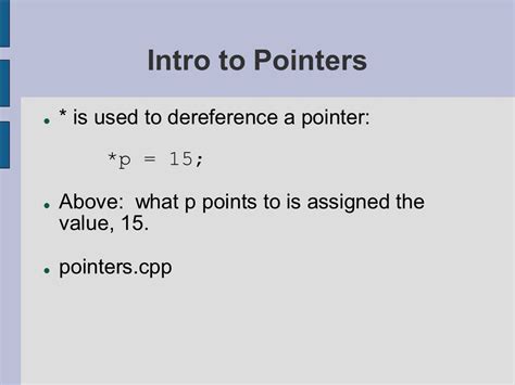Intro To Pointers