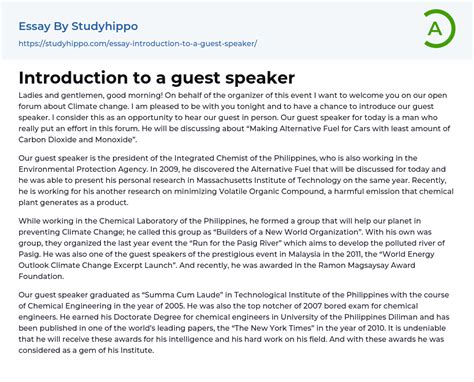 introducing guest speaker sample script