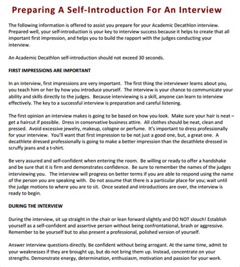 introduction examples for interview