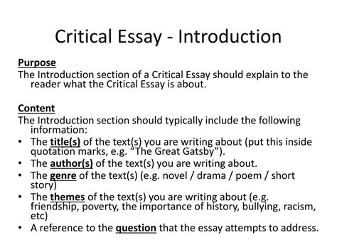 introduction for critical analysis
