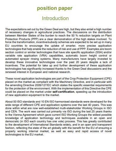 introduction in position paper example