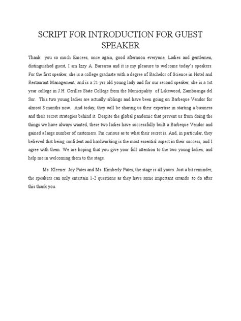 introduction of guest speaker sample script deped