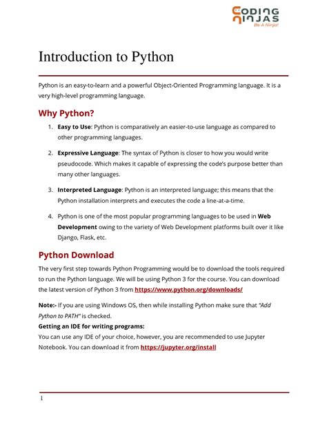 introduction of python programming notes