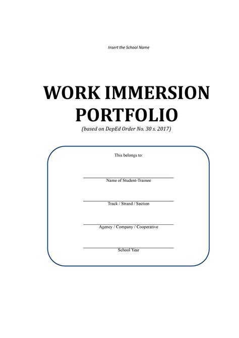 introduction of work immersion portfolio example brainly