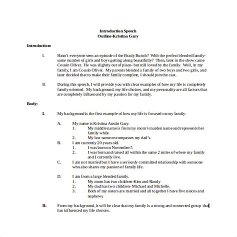 introduction outline template