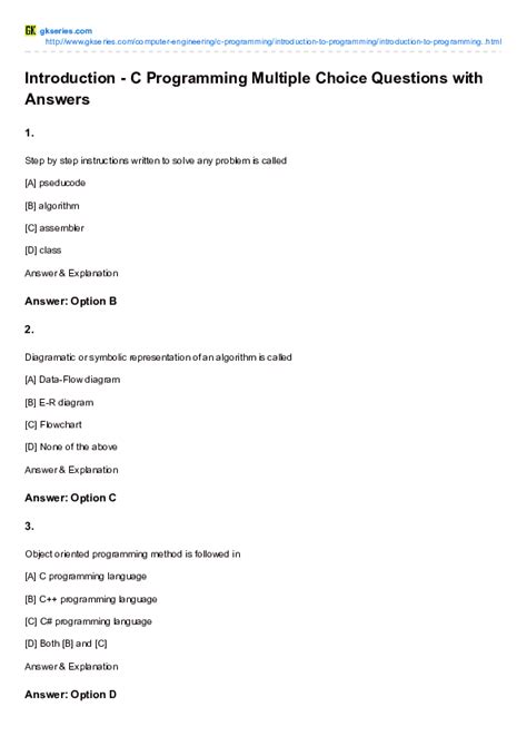 introduction to c programming questions and answers pdf
