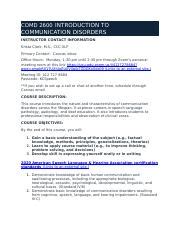 introduction to communication disorders syllabus