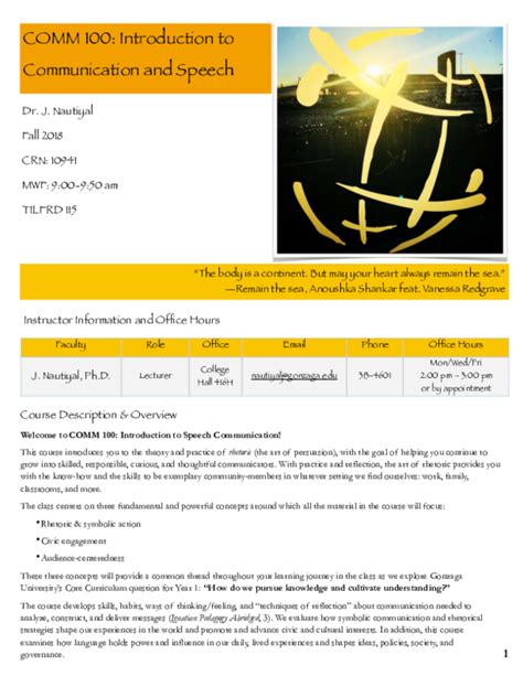 introduction to communication syllabus