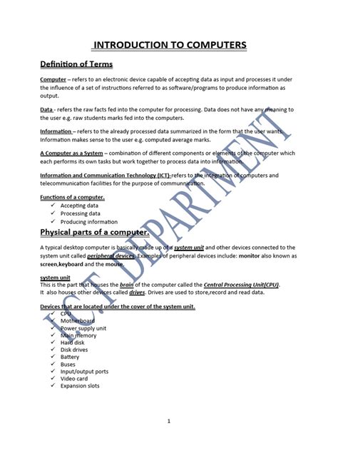introduction to computer notes pdf download