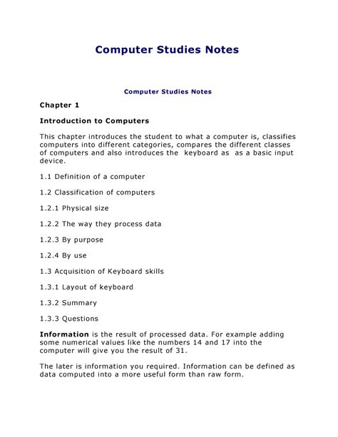 introduction to computer science notes pdf