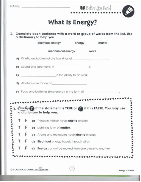 introduction to energy worksheet with answers pdf