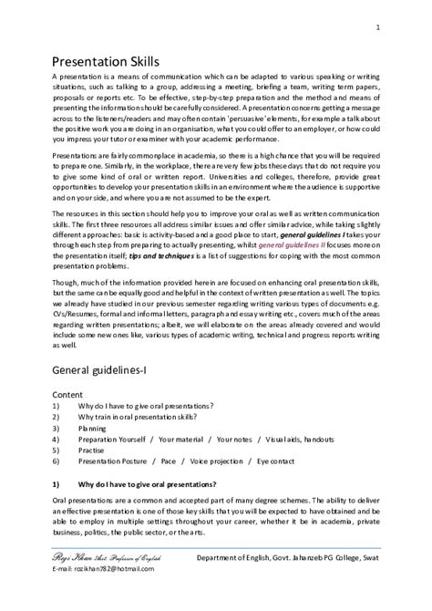 introduction to presentation skills pdf