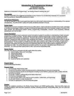 introduction to programming syllabus pdf