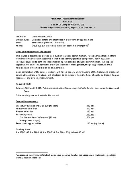 introduction to public administration syllabus