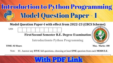 introduction to python programming model question paper