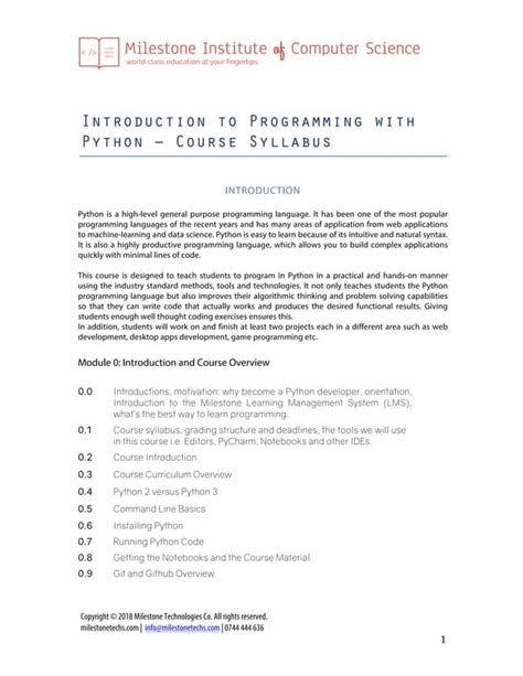 introduction to python syllabus