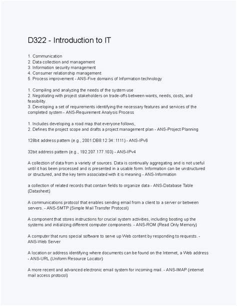 SOLUTION Wgu d322 introduction to it final exam review with 100 verified solutions 2023 Studypool