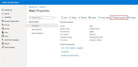 intune remove passcode greyed out