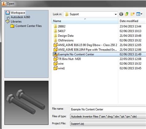 Inventor Project Workspace