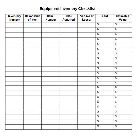 inventory check in template
