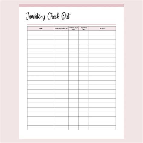 inventory check out form template