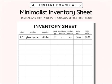 Inventory List Bir Form