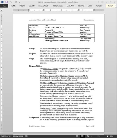 Inventory Procedure Examples