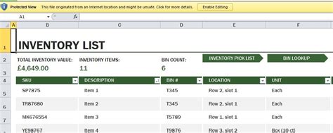 Inventory System in Excel