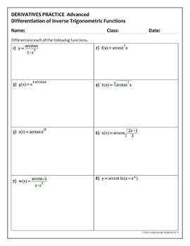 inverse trig practice problems pdf