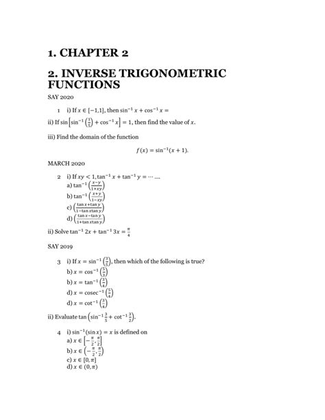 inverse trigonometric functions exam questions