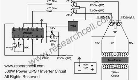 Inverter Circuit Diagram 500w , 12V To 220V