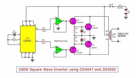 Inverter Circuit Diagram Using Cd4047 Four CD4047 60W100W 12VDC To 220VAC