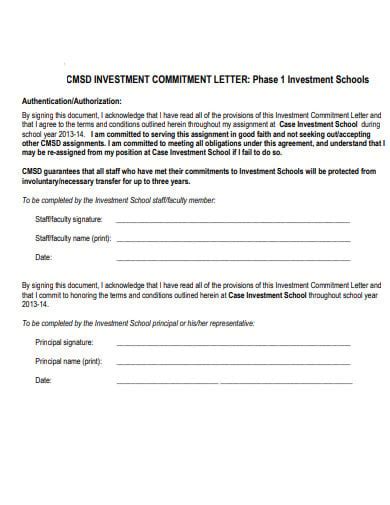 Investment Commitment Form