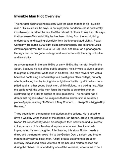 Invisible Man Narrator Analysis