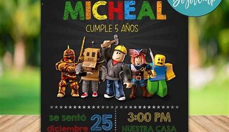 Invitaciones de Cumpleanos de Roblox para editar con Foto