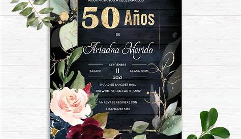 Invitación del cumpleaños 50 de mujer saludos a 50 años