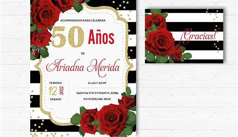 Invitaciones Para 50 Anos Mujer Para Imprimir Tarjetas De Cumpleaños De Años Tarjetas