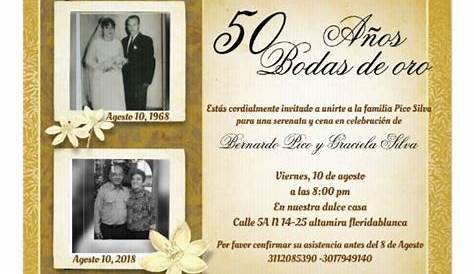 Invitaciones Para Boda De 50 Anos De Casados Invitación Aniversario s Oro Saludos A Los