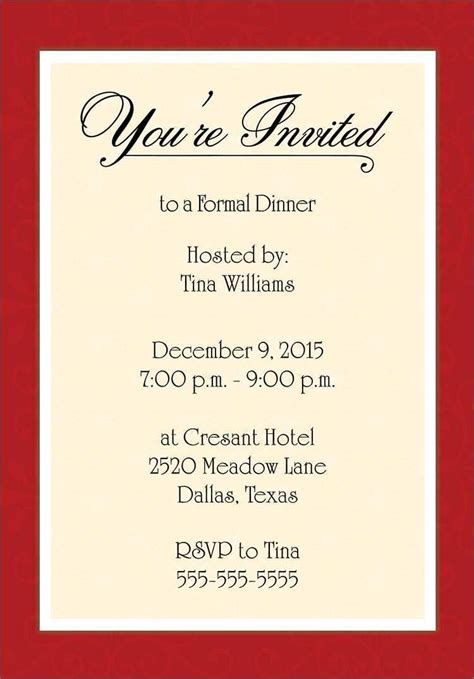 Invitation Email For Dinner