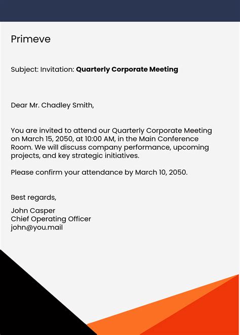 Invitation Email Formal