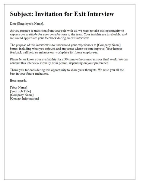Invitation For Exit Interview