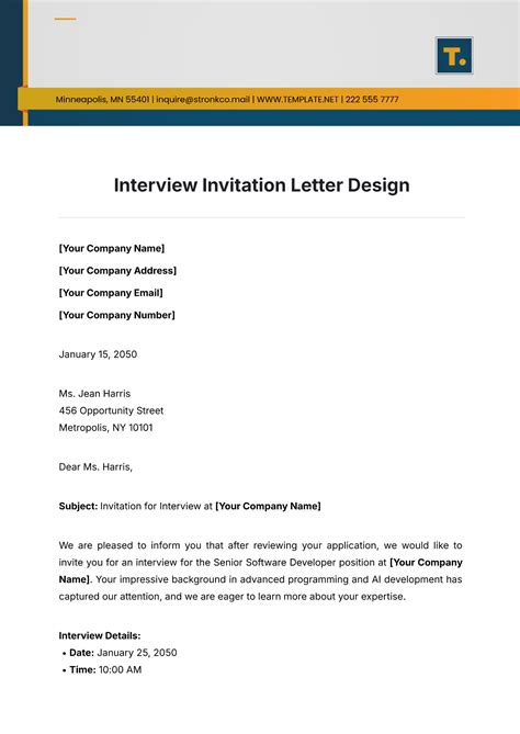 Invitation For Personal Interview